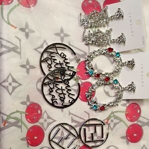 Source Unknown Silver and Multicolor Earrings Set